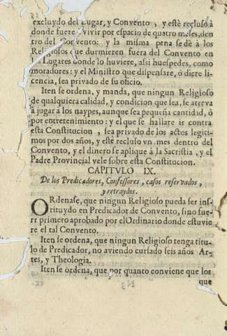Capitvlo IX. De los Predicadores, Confessores, casos reservados, y retraydos