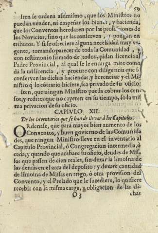 Capitvlo XII. De los inventarios que se han de llevar à los Capitulos