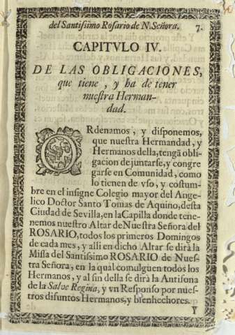 Capitvlo IV. De las obligaciones, que tiene, y ha de tener nuestra Hermandad