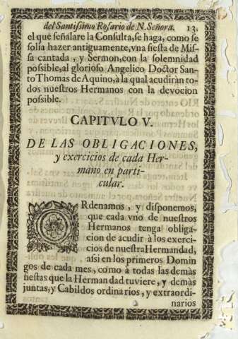 Capitvlo V. De las obligaiones y exercicios de cada Hermano en particular