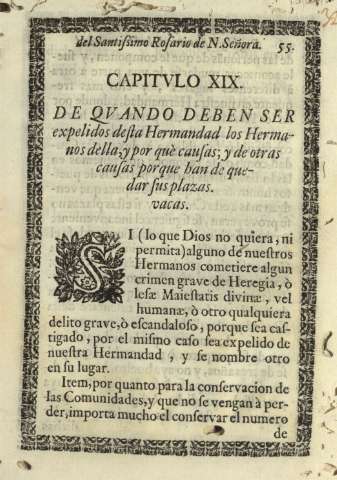 Capitvlo XIX. De qvando deben ser expelidos desta Hermandad los Hermanos della ...
