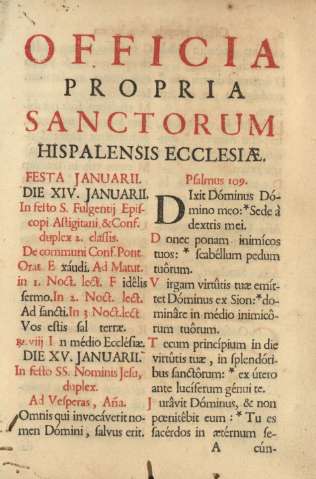 Officia propia sanctorum hispanlensis ecclesiae. Festa Januarii