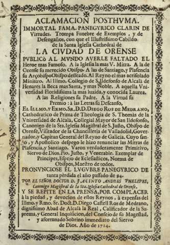 Aclamacion posthuma immortal fama. Panegyrico Clarin de Virtudes ...