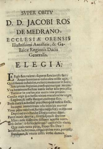 Svper obitv D. D. Jacobi Ros de Medrano ... Elegia