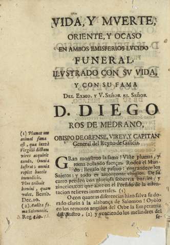 Vida, y muerte, oriente, y ocaso en ambos emisferios lvcido funeral ilvstrado con sv vida, y con su fama ...