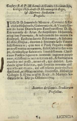 Censura R.A.P. M. Ioannis de Gamiz è Societate Iesu Collegii Hispalensis D.Hermenegildi Regis ...