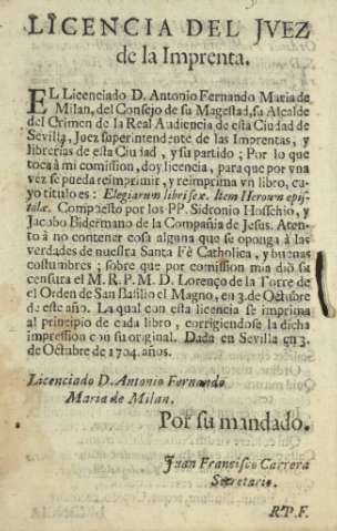 Licencia del jvez de la Imprenta