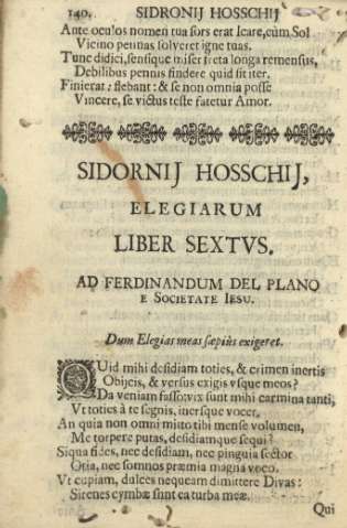 Sidornij Hosschij, elegiarum. Liber sextvs