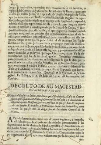 Decreto de su magestad de 12 de mayo de 1717
