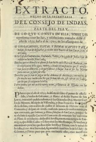 Extracto hecho en la secretaria del Consejo de Indias, parte del Perv ...