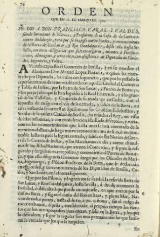 Orden qve en 12 de marzo de 1720