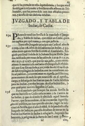 Jvzgado, y tabla de Indias, de Cadiz