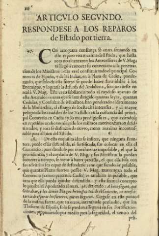 Articvlo segvndo. Respondese a los reparos de Estado por tierra