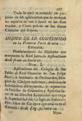 Indice de lo contenido en la Primera Parte de esta Coleccion