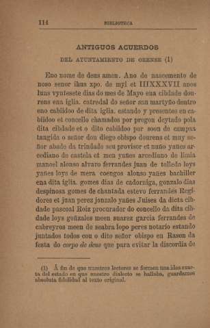 Antiguos acuerdos del Ayuntamiento de Orense
