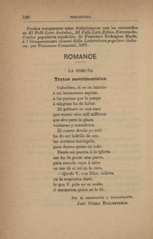 Romance. Tratados matrimoniales