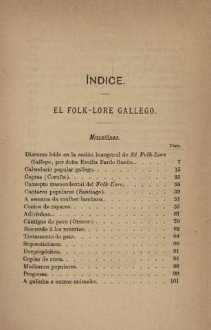 Índice. Folk-lore gallego