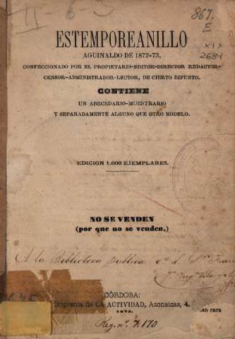 Estemporeanillo aguinaldo de 1872-73