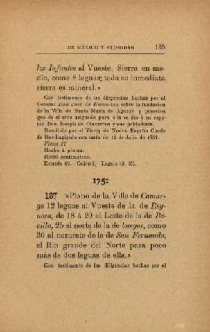 1751. Plano de la Villa de Camargo