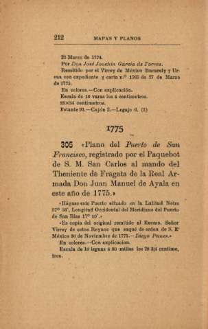 1775. Plano del Puerto de San Francisco