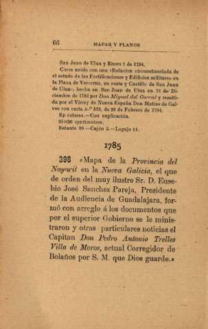 1785. Mapa de la Provincia del Nayarit