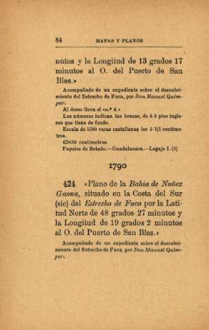 1790. Plano de la Bahia de Nuñez Gaona