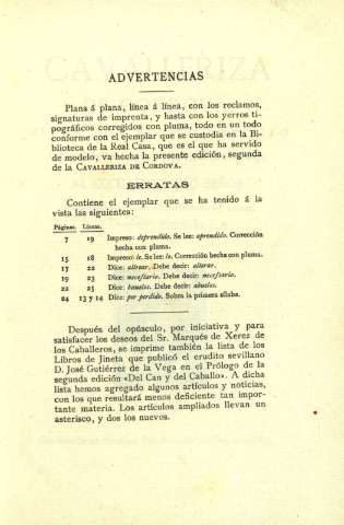 Advertencias. Erratas