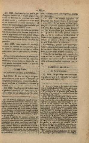 Titulo XXIII. De los privilegios e hipotecas