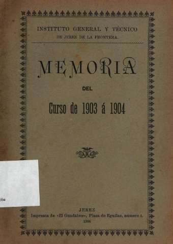 Memoria del curso de 1903 á 1904