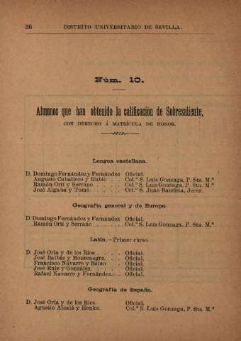 Alumnos que han obtenido la calificación de sobresaliente