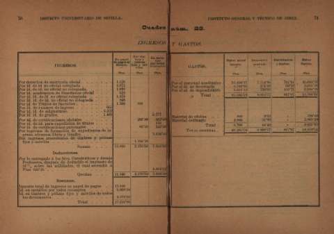 Cuadro nùm. 28. Ingresos y gastos