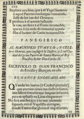 Panegirico al magnifico tvmvlo, y celebres Honras, que consagrò la Ilustra, y Leal Ciudad del gran Puerto de Santa María ...