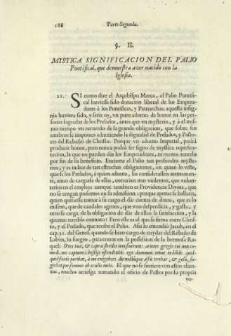 Ss. II. Mystica significacion del palio Pontifical, que demuestra aver nacido con la Iglesia
