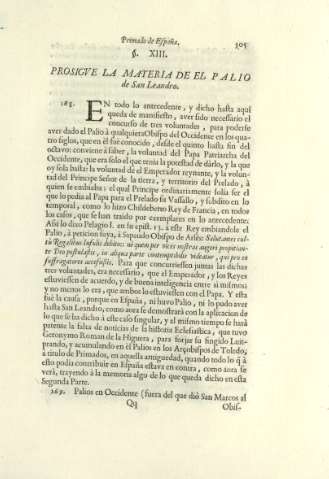 Ss. XIII. Prosigve la materia de el palio de San Leandro