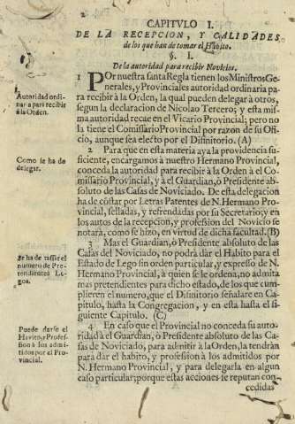 Capitulo I. De la recepcion y calidades de los que han de tomar el Habito
