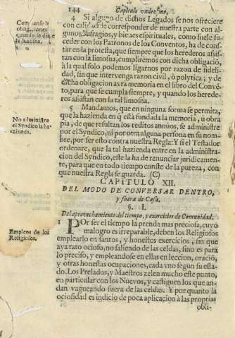 Capitulo XII. Del modo de conversas dentro, y fuera de Casa