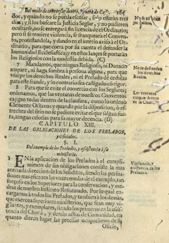 Capitulo XIII. De las obligaciones de los prelados, y Oficiales