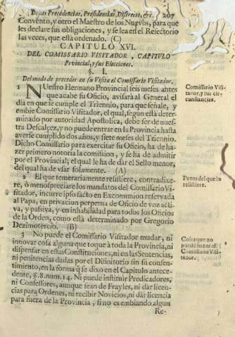 Capitulo XVI. Del comissario visitador, capitvlo Provincial, y sus Elecciones