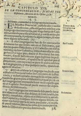 Capitulo XVII. De la congregacoin, juntas del Disinitorio, duracion de los Oficios, y su vacancia