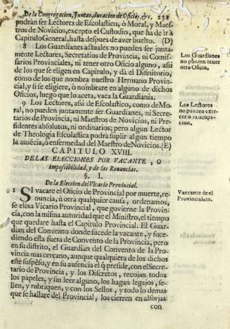 Capitulo XVIII. De las elecciones por vacante, o impossibilidad, y de las Renuncias