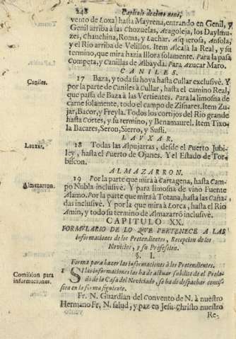 Capitulo XX. Formvlario de lo que pertenece a las informaciones de los Pretendientes, Recepcion de los Novicios, y su Profession