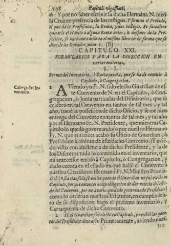 Capitulo XXI. Formvlarios para la direccion en varias materias