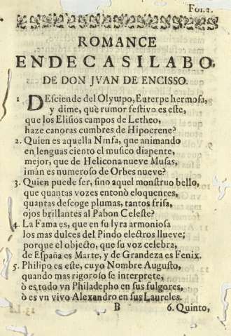 Romance endecasilabo de Don Jvan de Encisso
