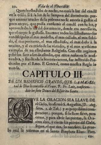 Capitulo III. De un beneficio grande, que la magestad de Dios...