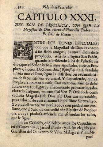 Capitulo XXXI. Del don de Prophecia, con que la magestad de Dios...