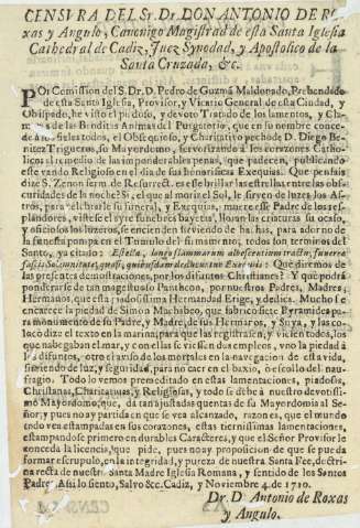 Censvra del Sr. Dr. Don Antonio de Roxas y Angulo ...