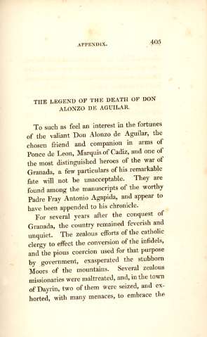 The legend of the death of Don Alonso de Aguilar