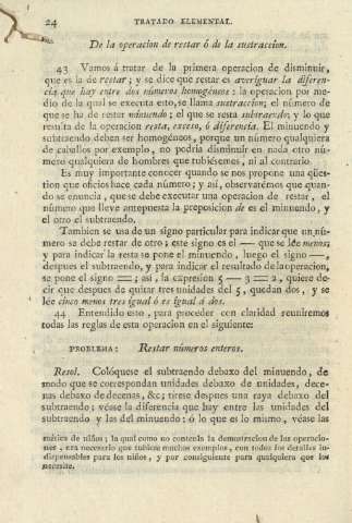 De la operacion de restar ó de la sustracion