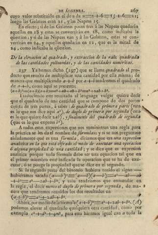 De la elevacion al quadrado, y extraccion de la raiz quadrada de las cantidades polinomias, y de las cantidades numérica