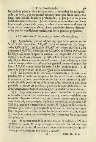 Determinación de los puntos y rectas sobre un plano